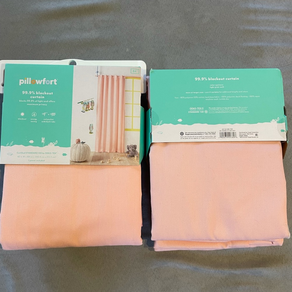 2 pillowfort pink curtains blackout